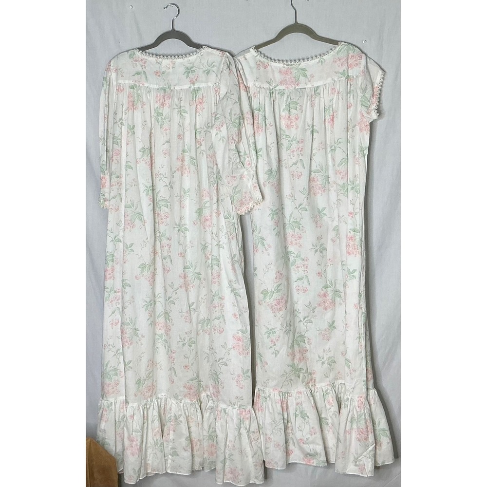Eileen West for Queen Anne's Lace Floral Nightgown Prairie Lace Trim Ruffle Maxi - Picture 5 of 13